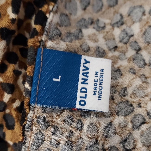 Peplum Blouse w/ Black/Brown Leopard Print -Plunge Front w/ Ruffle Accent S L - Picture 8 of 11